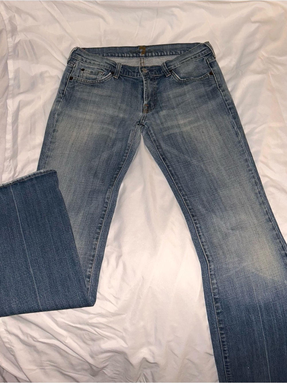 7 For All Mankind Women's Boot Cut Jeans in Light Blue Wash